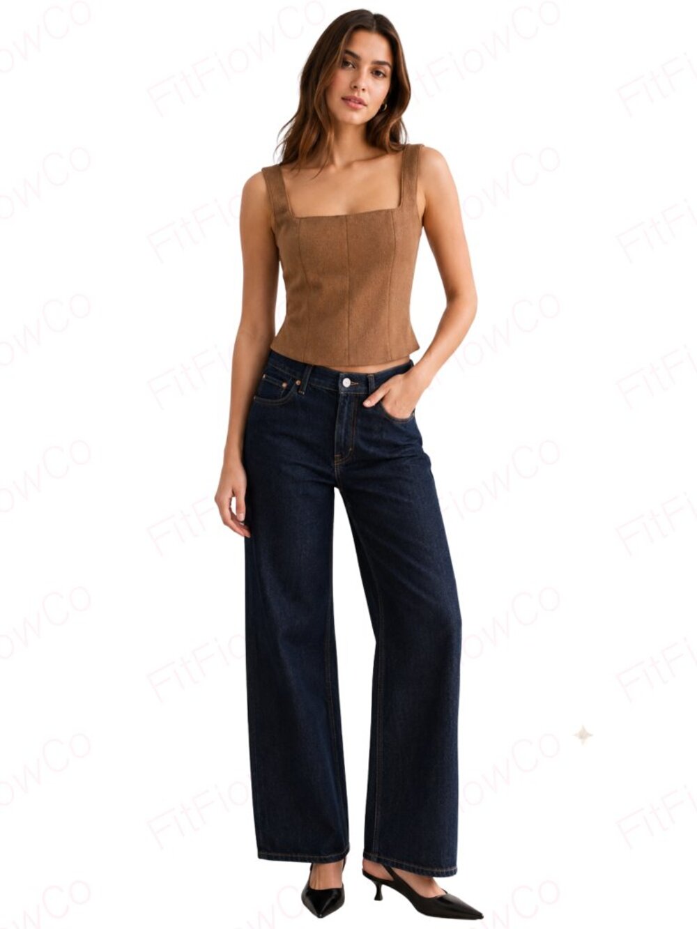 ZARA Camel Wool Blend Corset Top S Square Neck Side Zip NWOT